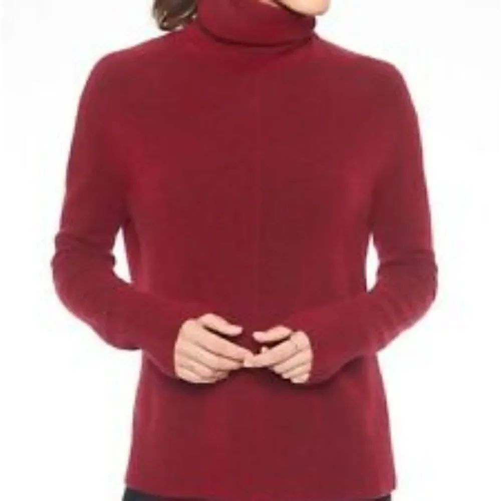 Athleta Transit Pullover Turtleneck Sweater Red Me